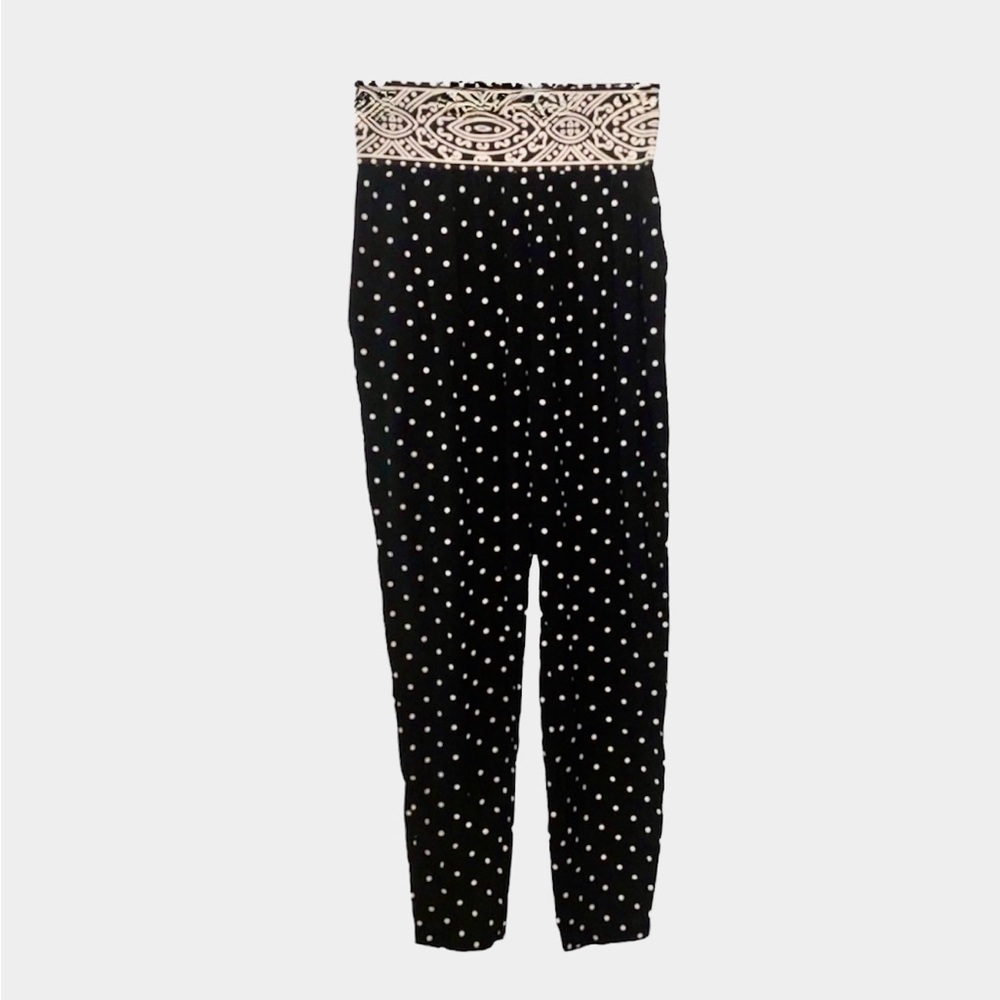 Vintage 90s Polka Dot High Waist Tapered Pants Statement Waistband M - Picture 3 of 8